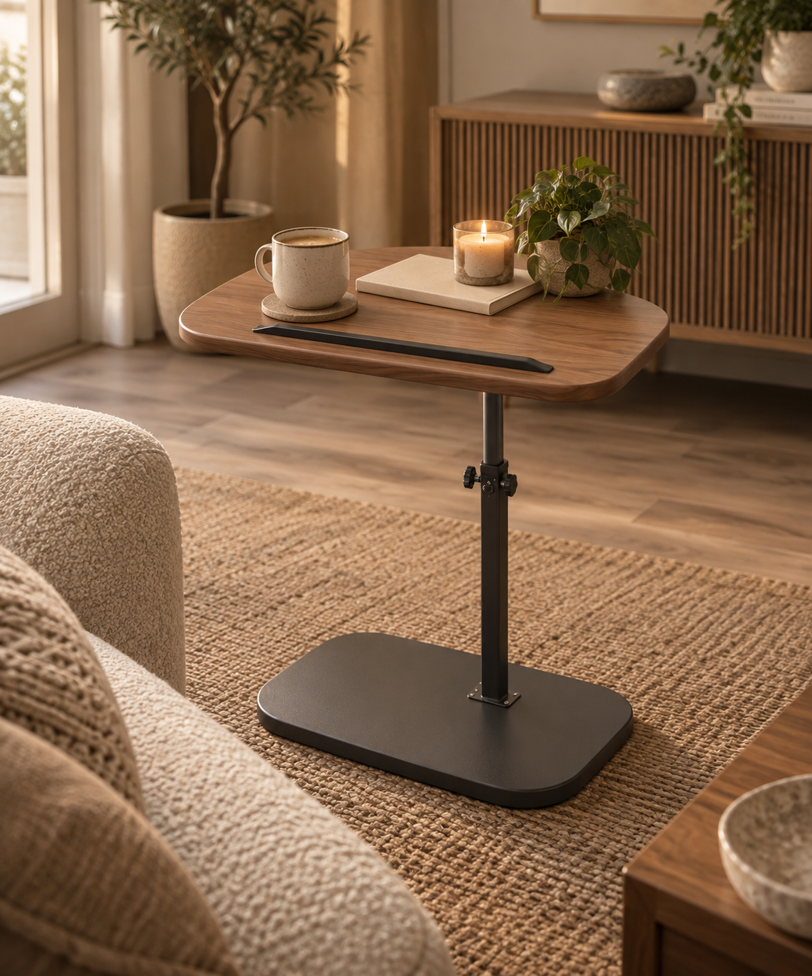 Adjustable C-Shaped Side Coffee Table